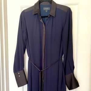 JCrew Navy & Black Silk Shirtdress
